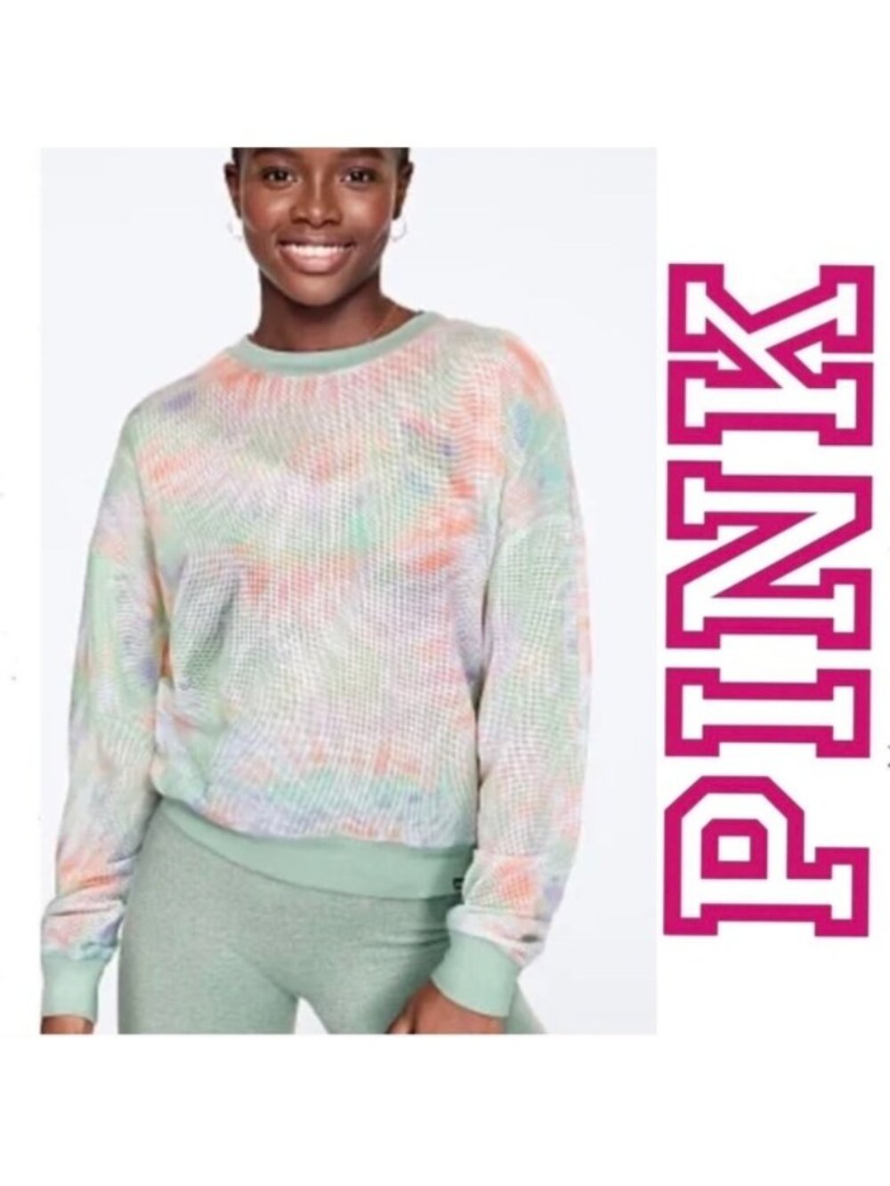 Victoria's Secret PINK | Tie Dye Mesh Long Sleeve Shirt | Size Extra Small